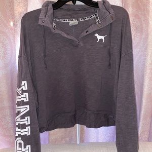 Gray PINK long sleeve cropped shirt